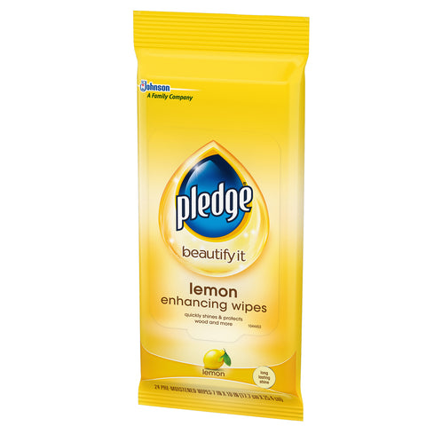 Pledge Lemon Enhancing Wipes 24 Pieces - 3 Pack