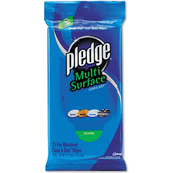 Pledge Multisurface Wipes, Fresh Citrus, 25 Wipes Per Pack (12 Packs)