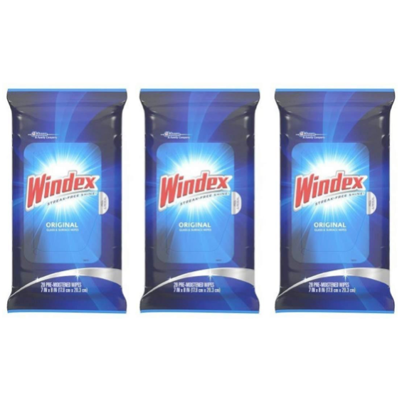 Windex Original Glass and Surface Wipes, 28 Count - 3 Packs