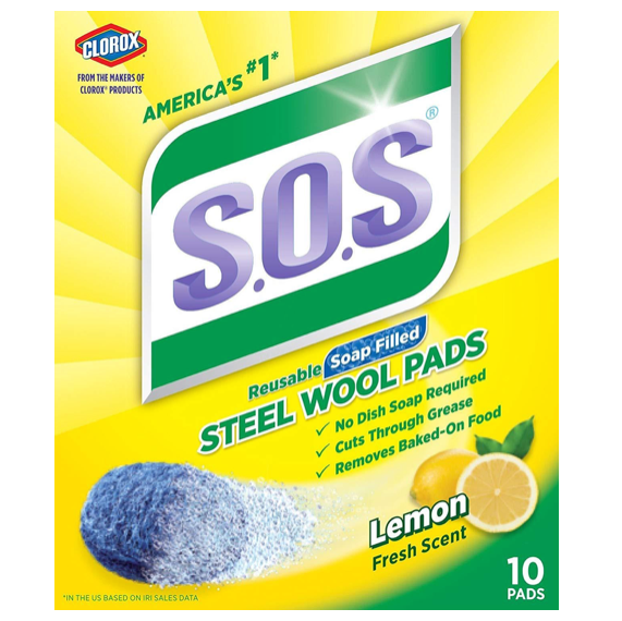 S.O.S Steel Wool Soap Pads, Lemon Fresh, 10 Count