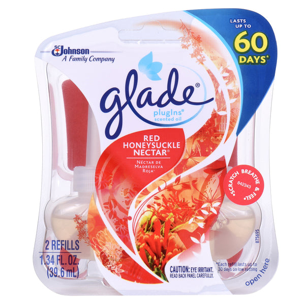 10 Glade Plugins Scented Oil Refill RED HONEYSUCKLE NECTAR NEW In Package HONEY