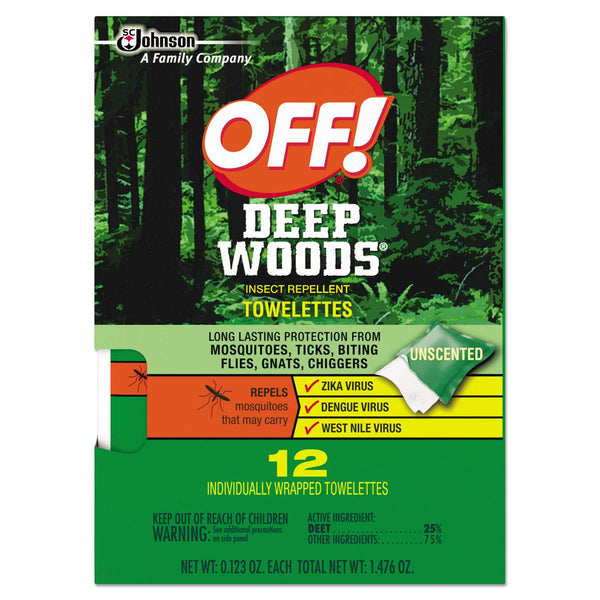 OFF! 611072BX Deep Woods Towelette, 0.28 Box, Unscented, 12 Count