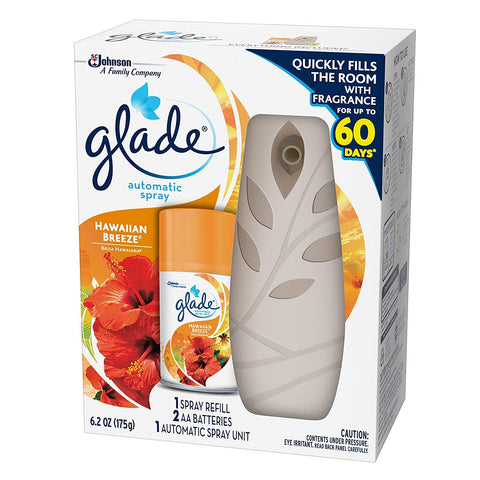 Glade Automatic Spray Air Freshener Starter Kit, Hawaiian Breeze, 6.2 oz, 2 Pack