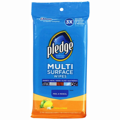 Pledge Multisurface Wipes Fresh Citrus 25 Pieces - 6 Pack