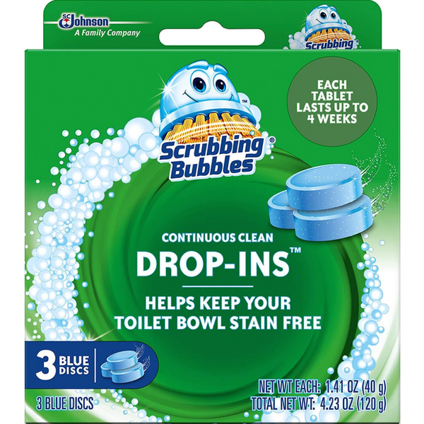 Scrubbing Bubbles Continuous Clean Drop-Ins, Blue Disc, 3 ct, 4 Pack