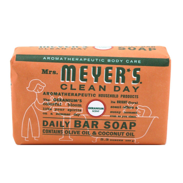 Mrs Meyers Bar Soap Geranium 5.3 oz, 150 g - 3 Pack