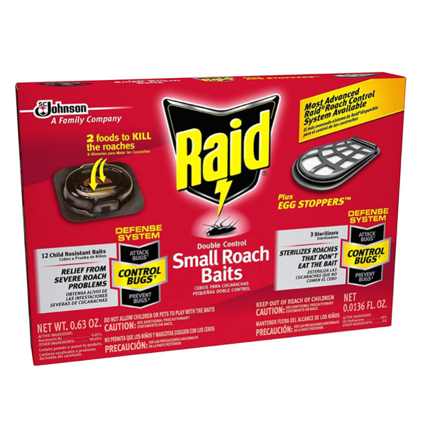 Raid Double Control Small Roach Baits Plus Egg Stopper, 12 CT, Pack of 6