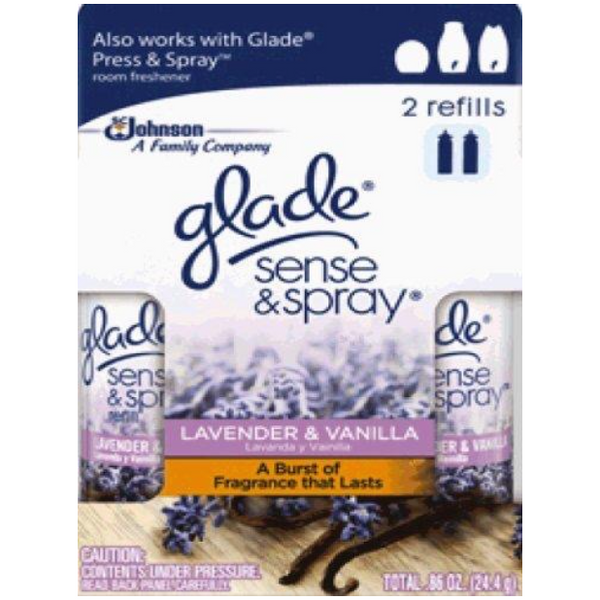 Glade Sense & Spray Automatic Air Freshener Refill, Lavender & Vanilla, 0.86 Oz One Pack or 0.43 Oz 2-Pack