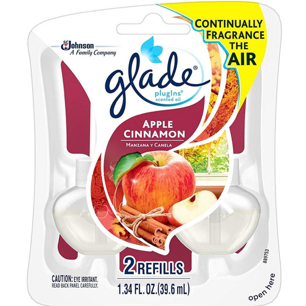 Glade PlugIns Scented Oil Air Freshener Refills, Apple Cinnamon, 12 Count