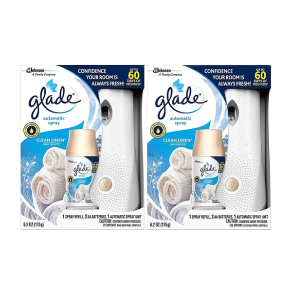 Glade Automatic Spray Starter Kit Clean Linen, 6.2 oz, 2 pk