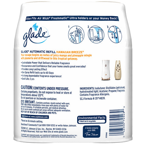 Glade Automatic Spray Refill Hawaiian Breeze 2 Pieces - 3 Pack
