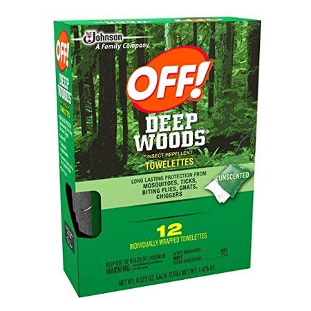 OFF! Deep Woods Insect Repellent Wipes, 12 Towelettes, Pack of 12