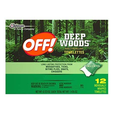 OFF! Deep Woods Insect Repellent Wipes, 12 Towelettes, Pack of 12