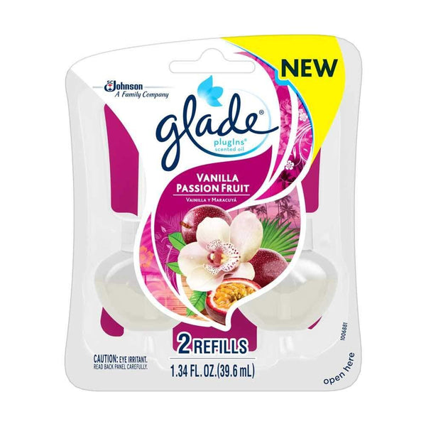 Glade PlugIns Scented Oil Air Freshener Refill, Vanilla Passion Fruit, 1.34 fl oz 2-Pack