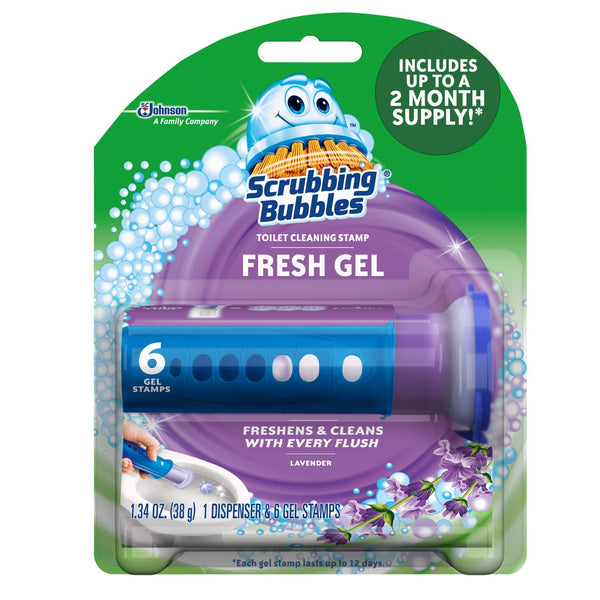 Scrubbing Bubbles (Pack of 2) Toilet Cleaning Gel 1 Dispenser 6 Gel Stamps Lavender Meadow 1.34 OZ