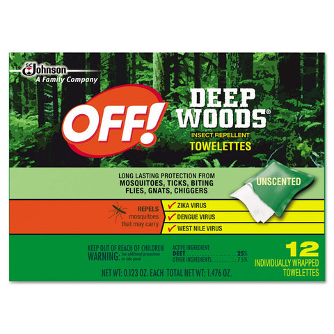 OFF! 611072BX Deep Woods Towelette, 0.28 Box, Unscented, 12 Count