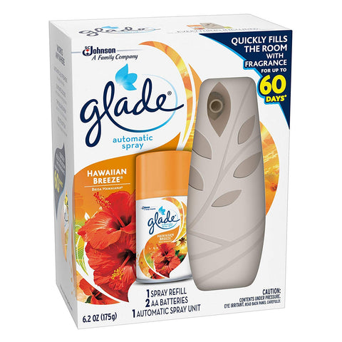 Glade Automatic Spray Air Freshener Starter Kit, Hawaiian Breeze, 6.2 oz, 2 Pack