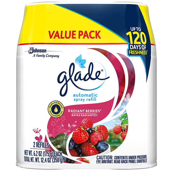 Glade Automatic Spray Refill Radiant Berries, 6.2 oz, Pack of 2