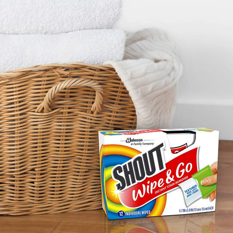 Shout Wipe & Go Instant Stain Remover Wipes 12 Pieces - 2 Pack