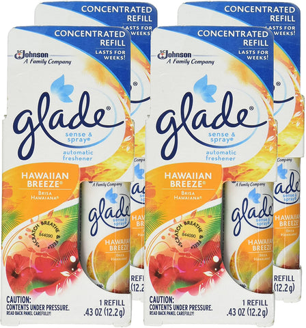 Glade Sense and Spray , Hawaiian Breeze Automatic Freshener Refill, 0.43 Oz, 4 Pack