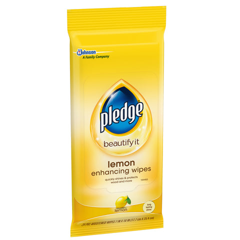 Pledge Lemon Enhancing Wipes 24 Pieces - 4 Pack