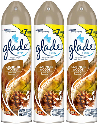 Glade Air Freshener Spray Cashmere Woods, 8 oz, Pack of 3